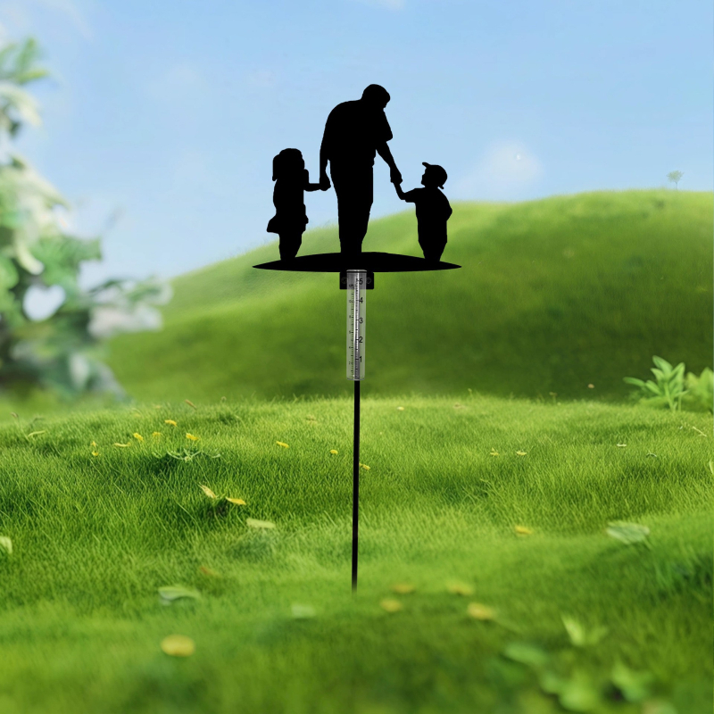 Vasból készült esőmérő sziluett a szülő–gyermek motívummal, Renuo, lyq006, otthoni dekoráció, európai stílus