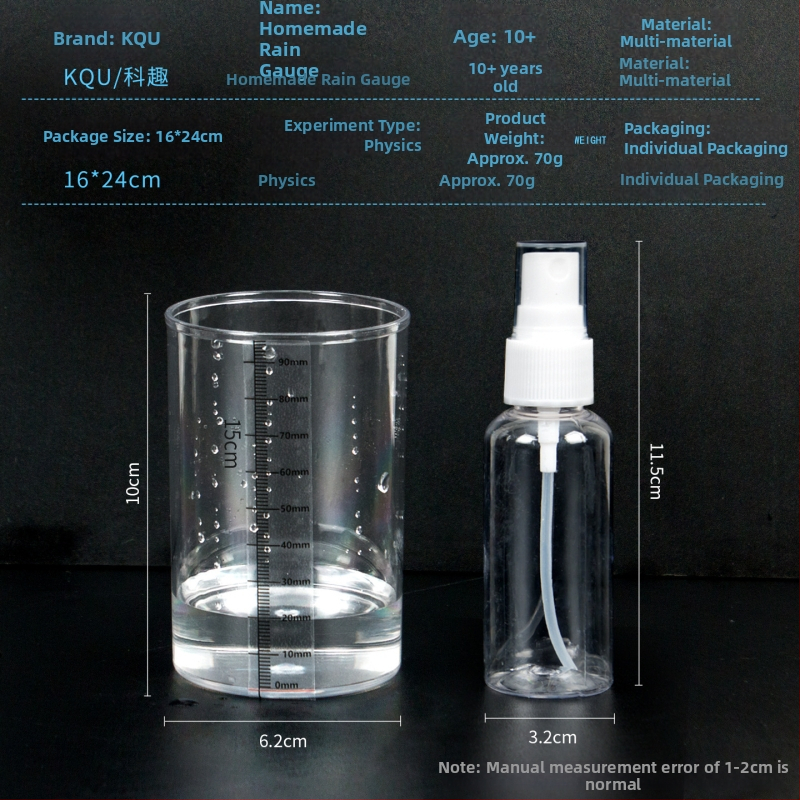 DIY dažďomer set – vedecký experiment pre deti 7–14 rokov, plast, balíček, video návod zahrnutý