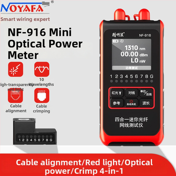 NF-916 Optický merací prístroj na výkon a detektor, mini štvorsediný prístroj pre vlákna, s hľadačom liniek; Rozsah merania -60 až +8 dBm, Presnosť ±0,3 dB, Pre testovanie optických vlákien