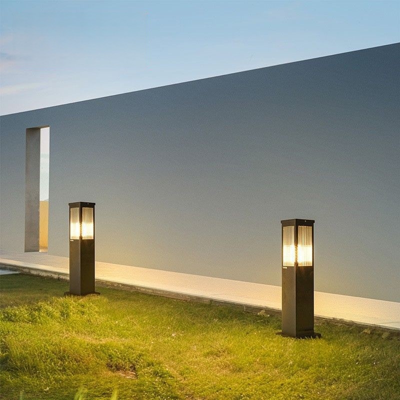 Solarna lampica za travnjak za vanjsku upotrebu, vodootporna, IP65, LED 12W, model Square Glass Lawn Lamp, nehrđajući čelik, trajanje osvjetljenja 12–16 sati