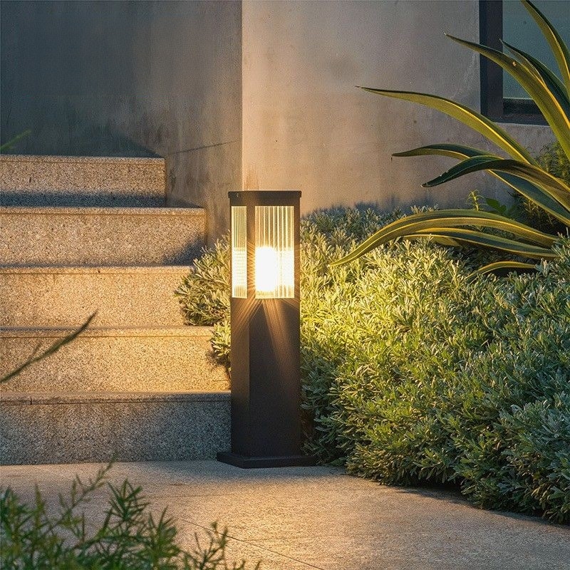 Solarna lampica za travnjak za vanjsku upotrebu, vodootporna, IP65, LED 12W, model Square Glass Lawn Lamp, nehrđajući čelik, trajanje osvjetljenja 12–16 sati