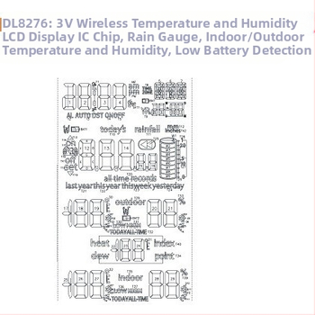 DL8276: Bežični LCD prikaz temperature i vlažnosti, IC čip, mjerač kiše, unutarnja i vanjska temperatura i vlažnost