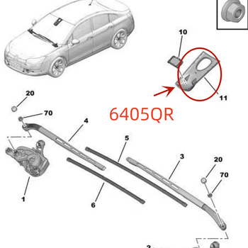 Citroën C5 lietus sensoru vāciņš, 6405QR – alumīnija folija, montāža kartes tipa, priekšējā vējstikla augšējais vāciņš un atpakaļskata spogulīša vāciņš