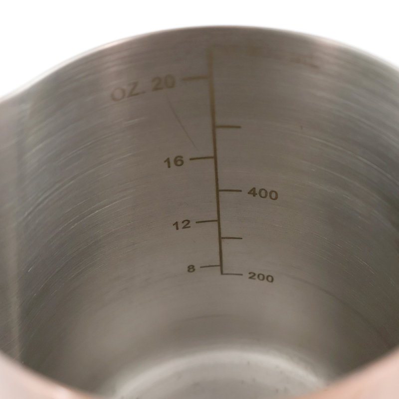 Διαβαθμισμένο ποτήρι καφέ από ανοξείδωτο χάλυβα με στόμιο, 600 ml, 304 ποιότητα, με αυτιά