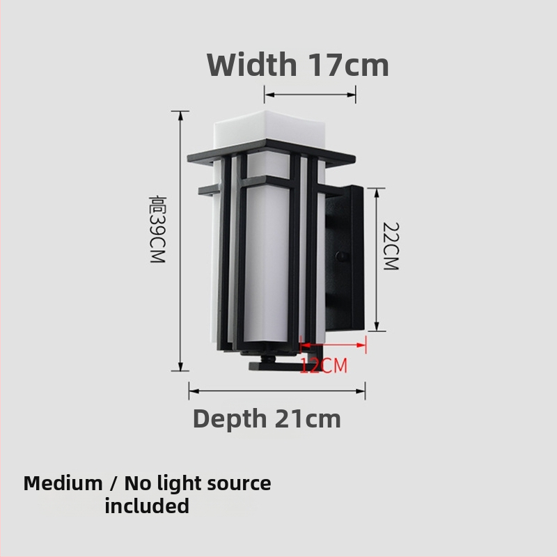 Vonkajšie stenové svietidlo v novom čínskom štýle; vodotesné a odolné voči hrdzi (TD17003, 24 LED, 220V, 3000K, IP44)