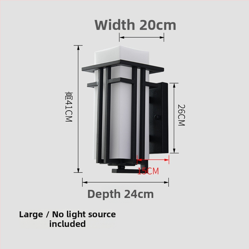 Vonkajšie stenové svietidlo v novom čínskom štýle; vodotesné a odolné voči hrdzi (TD17003, 24 LED, 220V, 3000K, IP44)