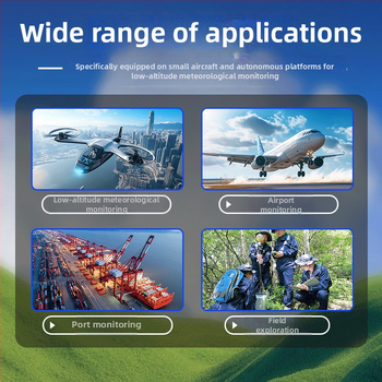 Ultrazvuková mikro meteorologická stanica pre drony — rýchlosť a smer vetra, teplota, vlhkosť, zrážky; 9–30V; hmotnosť 1 kg; model ZC-