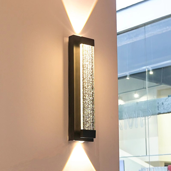 Εξωτερική αδιάβροχη τοίχικη λάμπα για βίλες και αυλή, ευρωπαϊκού στυλ κρύσταλλο φωτισμού, IP65, 111–240V, 20 LED, 3000K, ανοξείδωτο περίβλημα