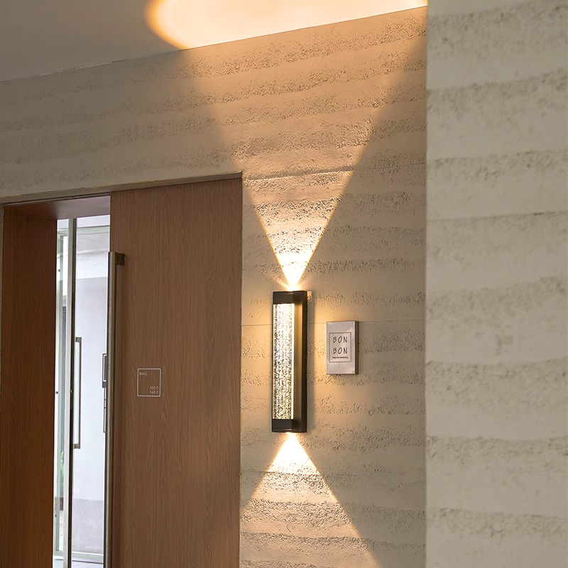 Εξωτερική αδιάβροχη τοίχικη λάμπα για βίλες και αυλή, ευρωπαϊκού στυλ κρύσταλλο φωτισμού, IP65, 111–240V, 20 LED, 3000K, ανοξείδωτο περίβλημα