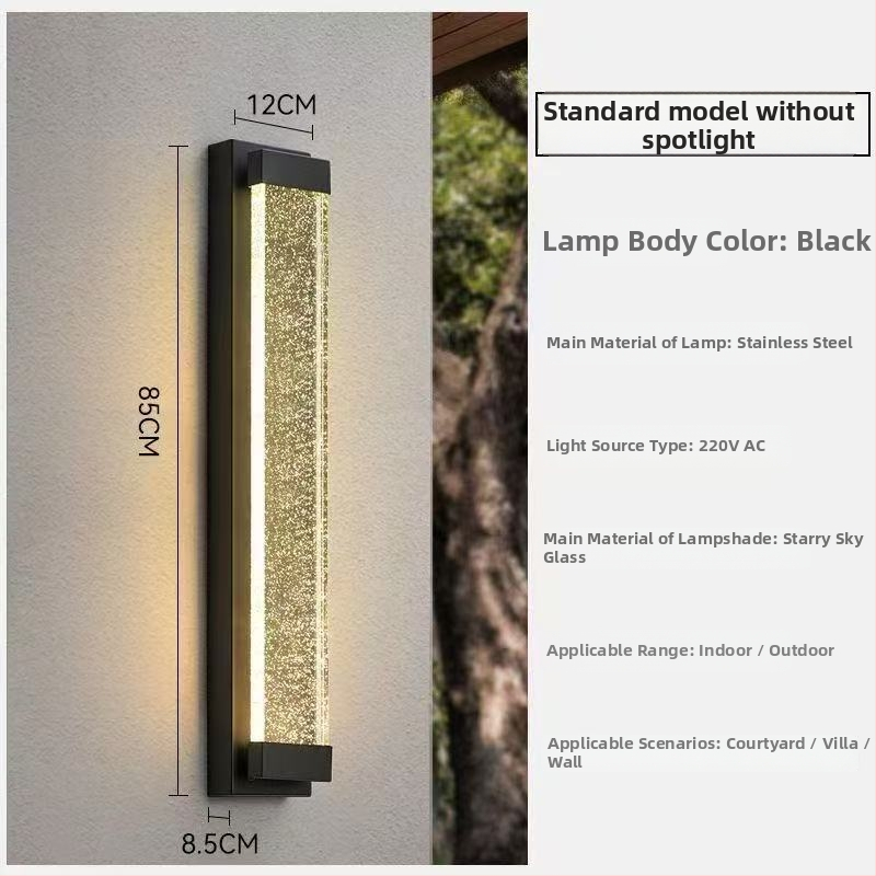 Vonkajšia vodotesná stenová lampa pre vilu a dvor, európsky štýl krištáľového osvetlenia, IP65, 111–240V, 20 LED, 3000K, nerezové puzdro