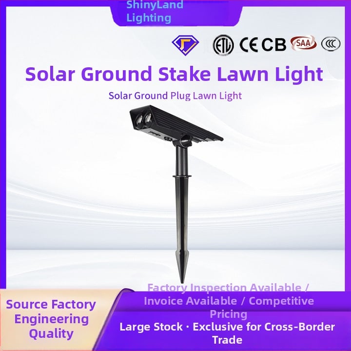 Solarna lampa za travu IP65 vodootporna, 12V, 2W, LED patch 3030, trajanje rasvjete 6-12 sati — model Solar owl ground lamp
