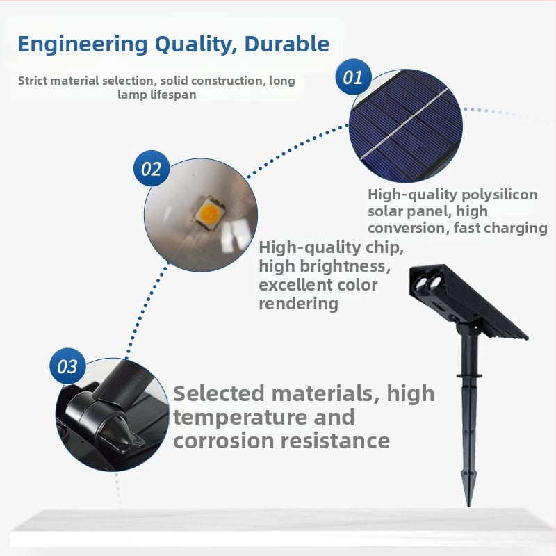 Solarna lampa za travu IP65 vodootporna, 12V, 2W, LED patch 3030, trajanje rasvjete 6-12 sati — model Solar owl ground lamp