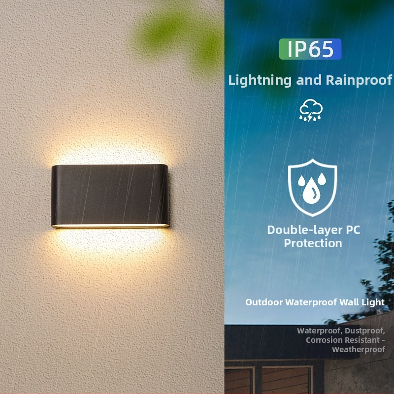 Vonkajšia vodotesná stenová lampa – ultra tenká, IP65, 110-275V, 15 LED, 3000K, CRI 90