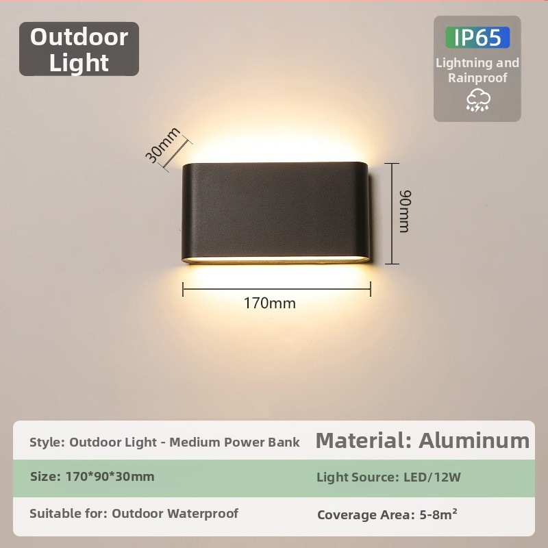 Vonkajšia vodotesná stenová lampa – ultra tenká, IP65, 110-275V, 15 LED, 3000K, CRI 90