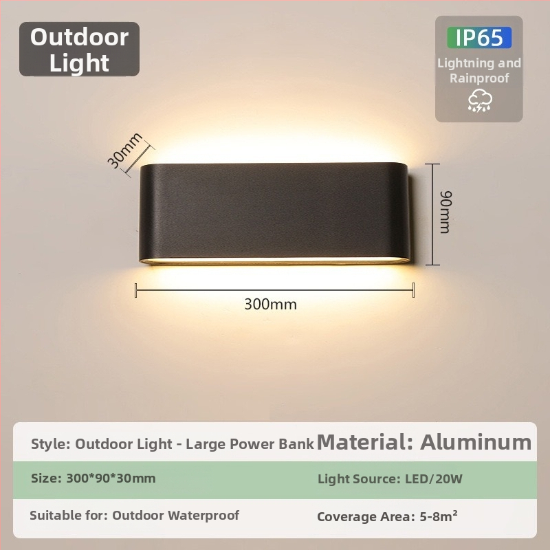 Vonkajšia vodotesná stenová lampa – ultra tenká, IP65, 110-275V, 15 LED, 3000K, CRI 90