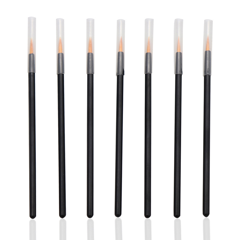 Četkica za eyeliner s poklopcem, vlaknaste četke, 50 komada u pakiranju, plastična drška, prijenosna