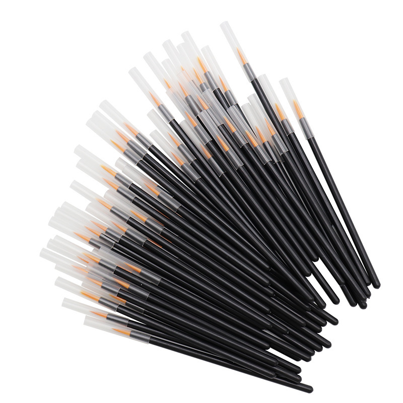 Četkica za eyeliner s poklopcem, vlaknaste četke, 50 komada u pakiranju, plastična drška, prijenosna