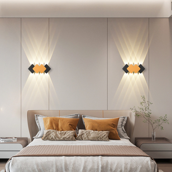 LED εξωτερική ανθεκτική στο νερό διπλής κεφαλής τοίχο λαμπτήρας με επάνω-κάτω φωτισμό, μοντέρνος σχεδιασμός για αυλή/βεράντα - 10 LED, 85-265V, 3000K, γωνία δέσμης 120°, IP65