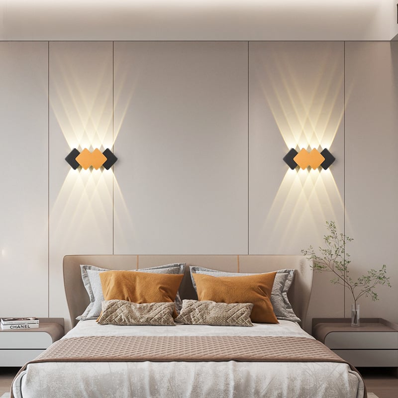 LED εξωτερική ανθεκτική στο νερό διπλής κεφαλής τοίχο λαμπτήρας με επάνω-κάτω φωτισμό, μοντέρνος σχεδιασμός για αυλή/βεράντα - 10 LED, 85-265V, 3000K, γωνία δέσμης 120°, IP65