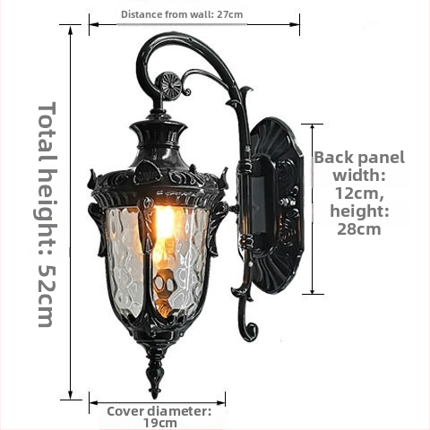 LED nástenné svetlo v európskom štýle pre vonkajšie aj vnútorné použitie, IP44 vodotesné, E27 základ, 220V, 6000 lm, 3000K