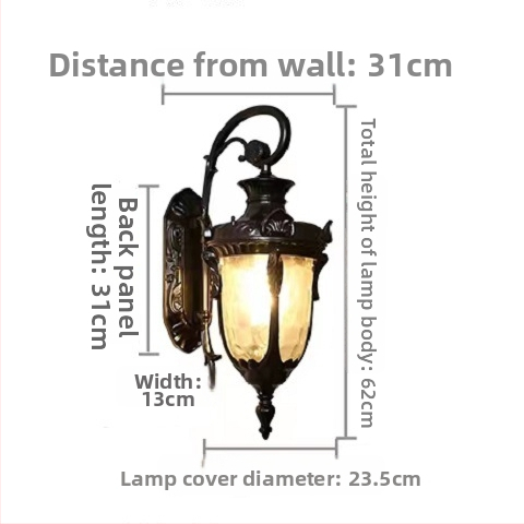 LED nástenné svetlo v európskom štýle pre vonkajšie aj vnútorné použitie, IP44 vodotesné, E27 základ, 220V, 6000 lm, 3000K