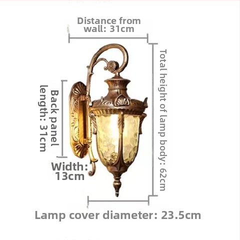 LED nástenné svetlo v európskom štýle pre vonkajšie aj vnútorné použitie, IP44 vodotesné, E27 základ, 220V, 6000 lm, 3000K