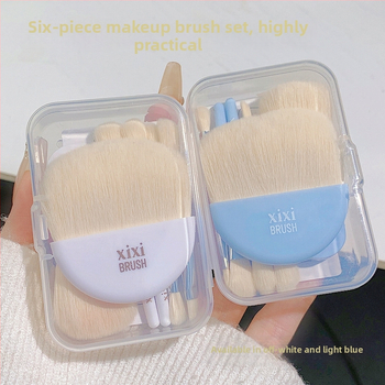 xixi set pensule machiaj, 6 bucăți, peri din fibre sintetice, mânere din plastic, portabil, ambalaj într-o cutie