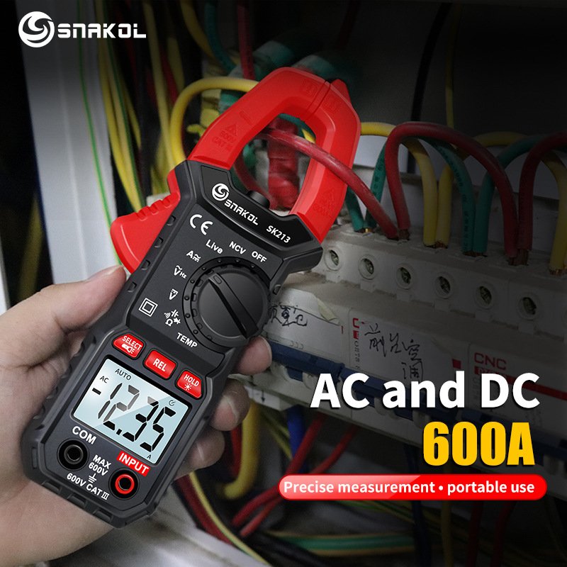 Kleštni ampermetar digitalni, potpuno automatski univerzalni mjerni instrument, pametni klešta ampermetar AC/DC 600A (600V, 60Ω)