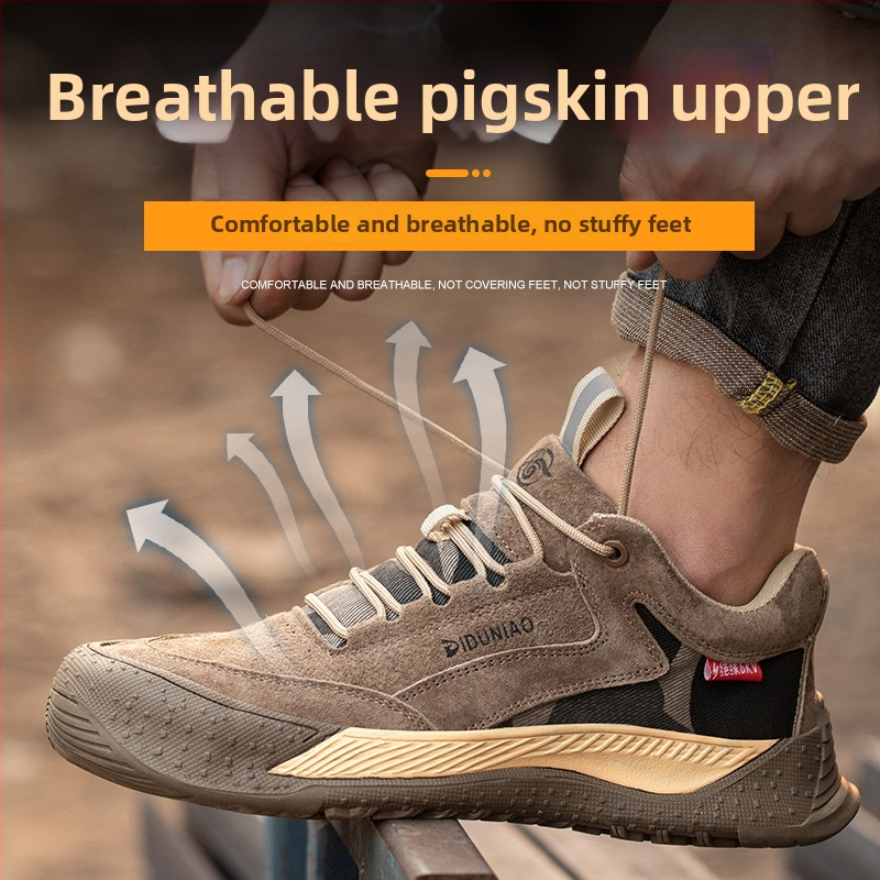 Izolované pracovné topánky s vysokým vrchným dielom z prasacej kože + plátno