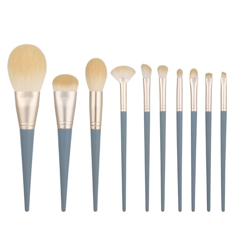Set četkica za sjenilo i puder, 10 komada (vlakana od najlona, plastična ručka, duljina dlačice 4 cm, ukupna duljina 17,5 cm, s futrom za četkice)