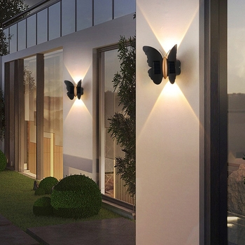Vanjska solarna zidna svjetiljka s leptirovim dizajnom za stepenice i balkon – LED modul, IP45, 1W, 2.4V, radni vijek 6–12 sati