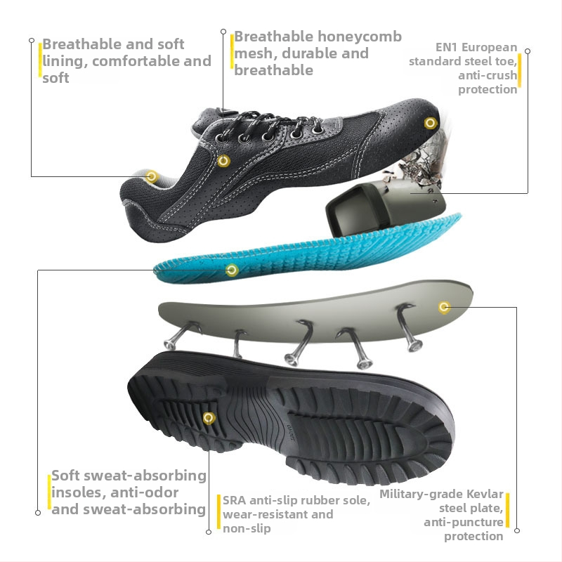 anboot pantofi de protecție din cauciuc izolați, cu partea superioară joasă, izolație 6kV, respirabili, antișoc și antiînțepare cu Kevlar