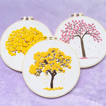 Set za križni vez s lanenim platnom, uzorak cvijeća