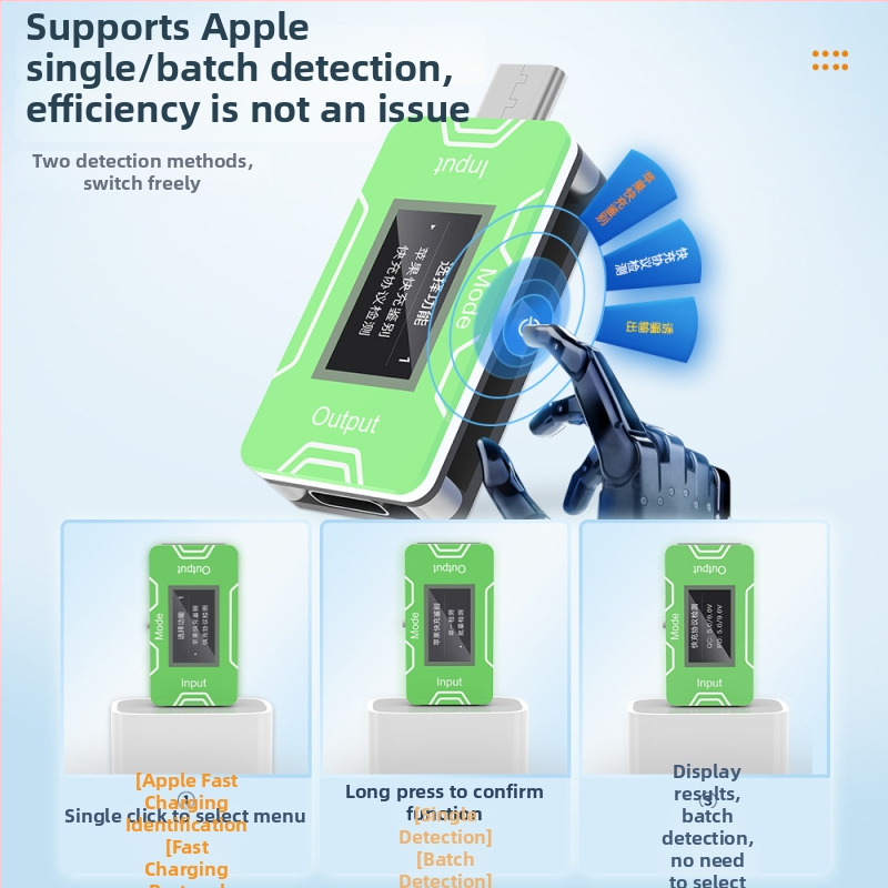 CT02 PD/QC detektor rýchleho nabíjania pre hromadné testovanie, 0-100W, hmotnosť 12, prevádzková teplota 30°C