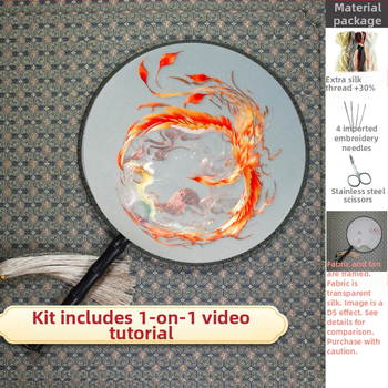 Szuzsói hímzés DIY készlet: motívum Főnix, oktatóval kezdőknek, kézi hímzésre szánt anyagok evantai készítéséhez; Termékkód: F97T6H8T8SH7TH; Márka: Más; Stílus: Univerzális