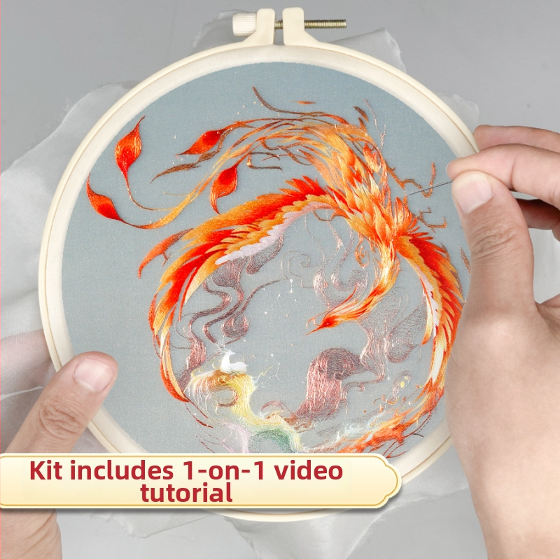 Szuzsói hímzés DIY készlet: motívum Főnix, oktatóval kezdőknek, kézi hímzésre szánt anyagok evantai készítéséhez; Termékkód: F97T6H8T8SH7TH; Márka: Más; Stílus: Univerzális
