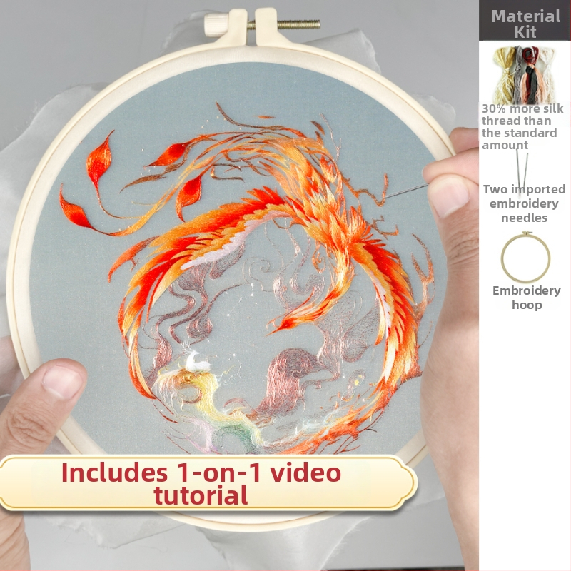 Szuzsói hímzés DIY készlet: motívum Főnix, oktatóval kezdőknek, kézi hímzésre szánt anyagok evantai készítéséhez; Termékkód: F97T6H8T8SH7TH; Márka: Más; Stílus: Univerzális