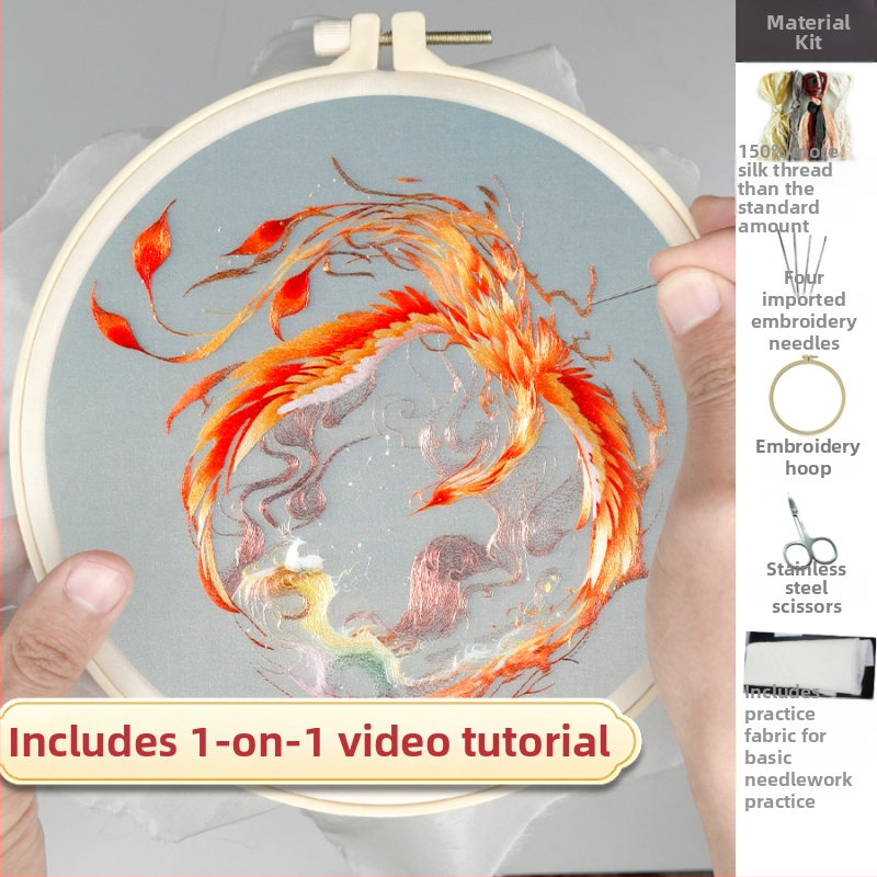 Szuzsói hímzés DIY készlet: motívum Főnix, oktatóval kezdőknek, kézi hímzésre szánt anyagok evantai készítéséhez; Termékkód: F97T6H8T8SH7TH; Márka: Más; Stílus: Univerzális