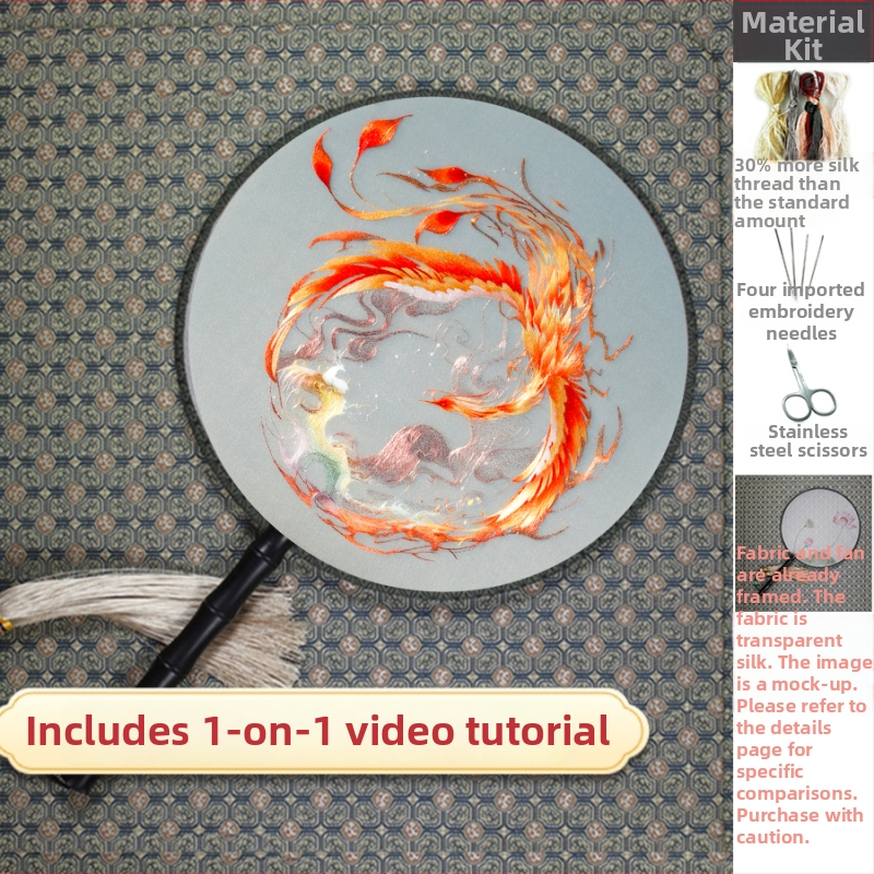 Szuzsói hímzés DIY készlet: motívum Főnix, oktatóval kezdőknek, kézi hímzésre szánt anyagok evantai készítéséhez; Termékkód: F97T6H8T8SH7TH; Márka: Más; Stílus: Univerzális