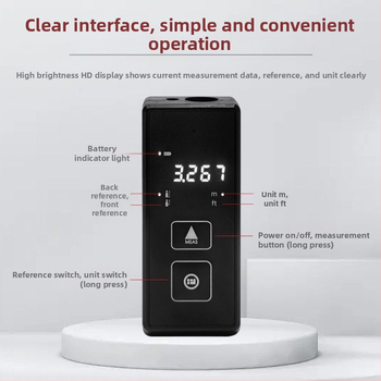 Vnútorný laserový merač vzdialenosti s vysokou presnosťou IR merania a digitálnou pravítkou