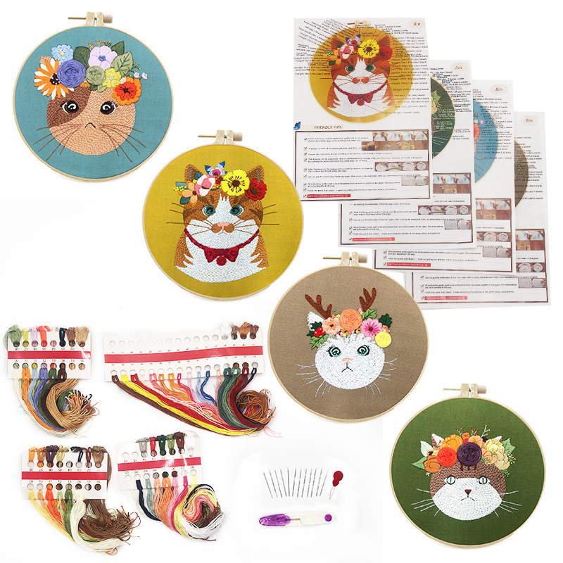 Set za križićno šivanje od Suzi embroidery – svilena tkanina, motiv cartoon/anime, za početnike