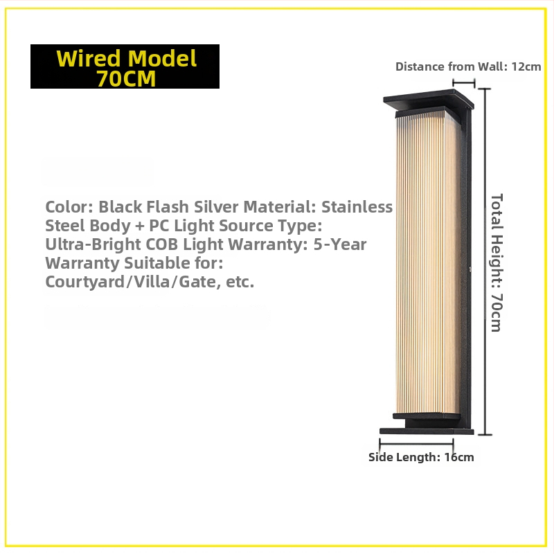 Vonkajšie nástenné svietidlo IP65, nerezová oceľ šasi, 220 V, LED Sanan Optoelectronics, životnosť 50 000 h