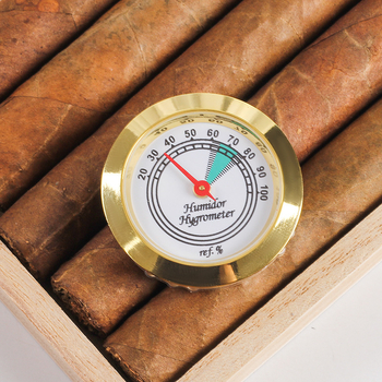 Υγρασιόμετρο για κουτιά και ντουλάπες πούρων, μεταλλικό περίβλημα, μηχανική κίνηση, χωρίς μπαταρία, ανθεκτικό στον άνεμο, διακοσμητικό, εύρος 20-100% σχετικής υγρασίας