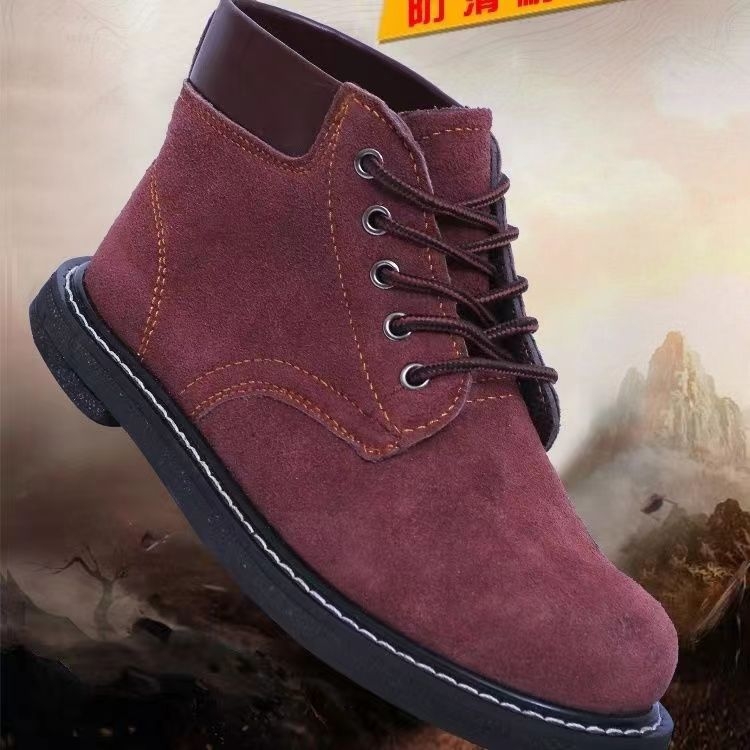 Pantofi de lucru pentru sudură, cu vârf din oțel, talpă groasă din cauciuc, rezistenți la lovituri, uzură și temperaturi ridicate, construcție din oțel turnat