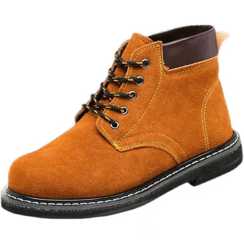 Pantofi de lucru pentru sudură, cu vârf din oțel, talpă groasă din cauciuc, rezistenți la lovituri, uzură și temperaturi ridicate, construcție din oțel turnat