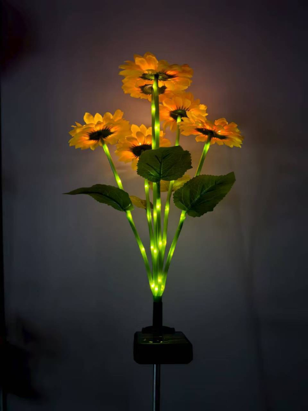 Solarna vanjska dvorna svjetiljka s dizajnom suncokreta za dvorište | LED svjetlo | Materijali: Juan tkanina + ABS + nehrđajući čelik | IP65 otpornost | EU CE certifikacija | Mogućnost prilagodbe