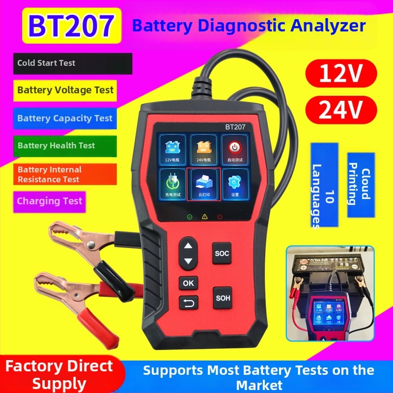 BT207 pametni tester za automobilsku bateriju — mjerenje kapaciteta 12V baterije, napona i unutarnjeg otpora