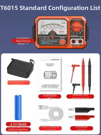 T6015 Pointer típusú szigetelésellenállás-tesztelő, AC/DC feszültség mérés, tranzisztor mérés és alacsony ellenállás detektálása