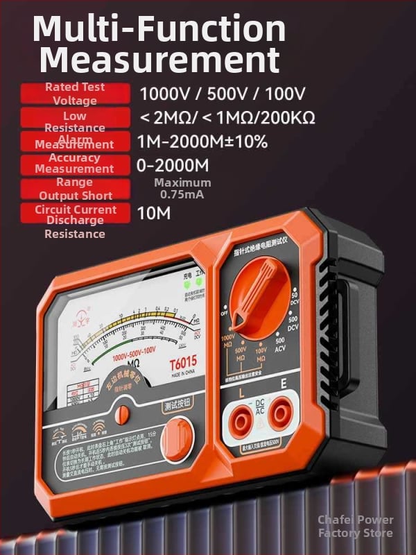 T6015 Pointer típusú szigetelésellenállás-tesztelő, AC/DC feszültség mérés, tranzisztor mérés és alacsony ellenállás detektálása