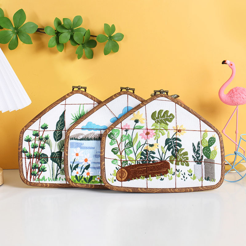 Tájvarró DIY készlet pamut anyaggal – háromdimenziós virágos motívumok, skandináv stílus, nappali, hálószoba, dolgozószoba számára